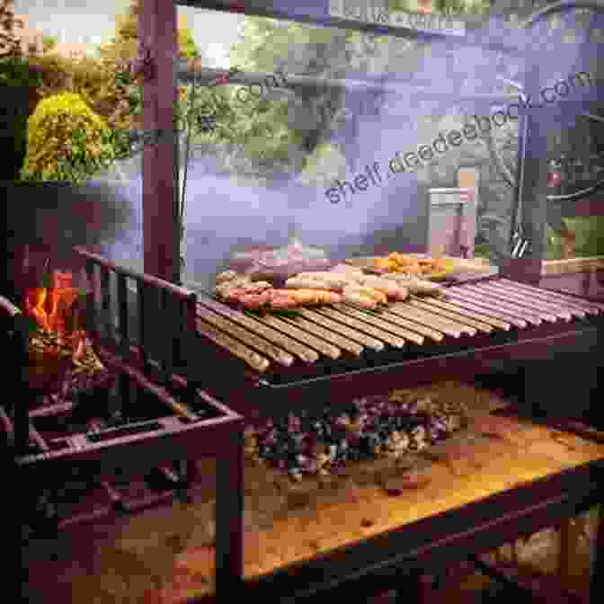 A Group Of People Gathered Around A Traditional Argentine Asado, Grilling Various Cuts Of Meat Over A Wood Fire. Taste Of Argentina: A Food Travel Guide