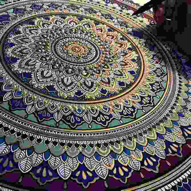 An Intricate Embroidered Mandala With Repeating Geometric Patterns And A Vibrant Color Scheme Hand Embroidery Patterns: Simple And Detail Hand Embroidery Ideas Beginners Can Try: Hand Embroidery Tutorials