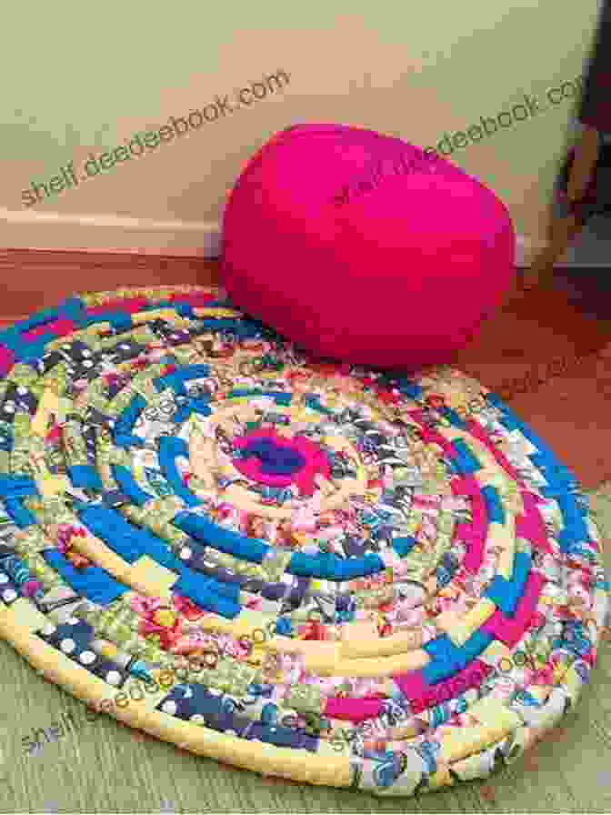 Colorful Patchwork Rug Made From Fabric Scraps Rag Rugs: 15 Step By Step Projects For Hand Crafted Rugs